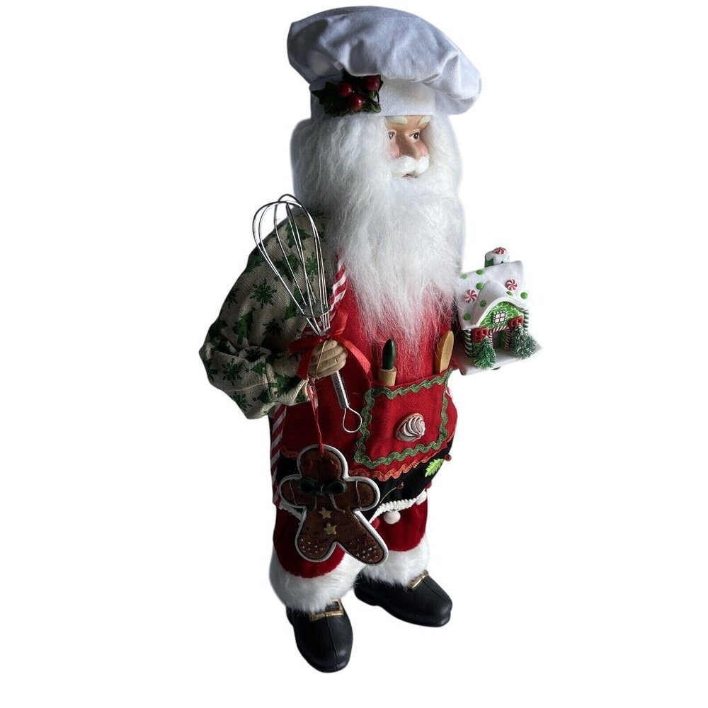 Santa North Pole Trading Co Baker Figurine Christmas Cheer Gingerbread House 19"